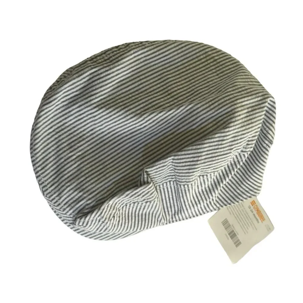 Gymboree Newsboy Hat 12 - 24 Months Gray White Striped Seersucker Hat NWT #2954